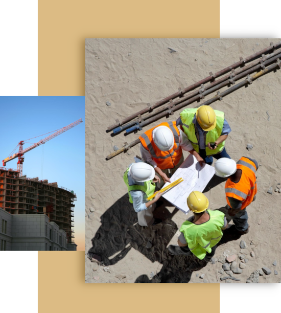 construction team and construction site